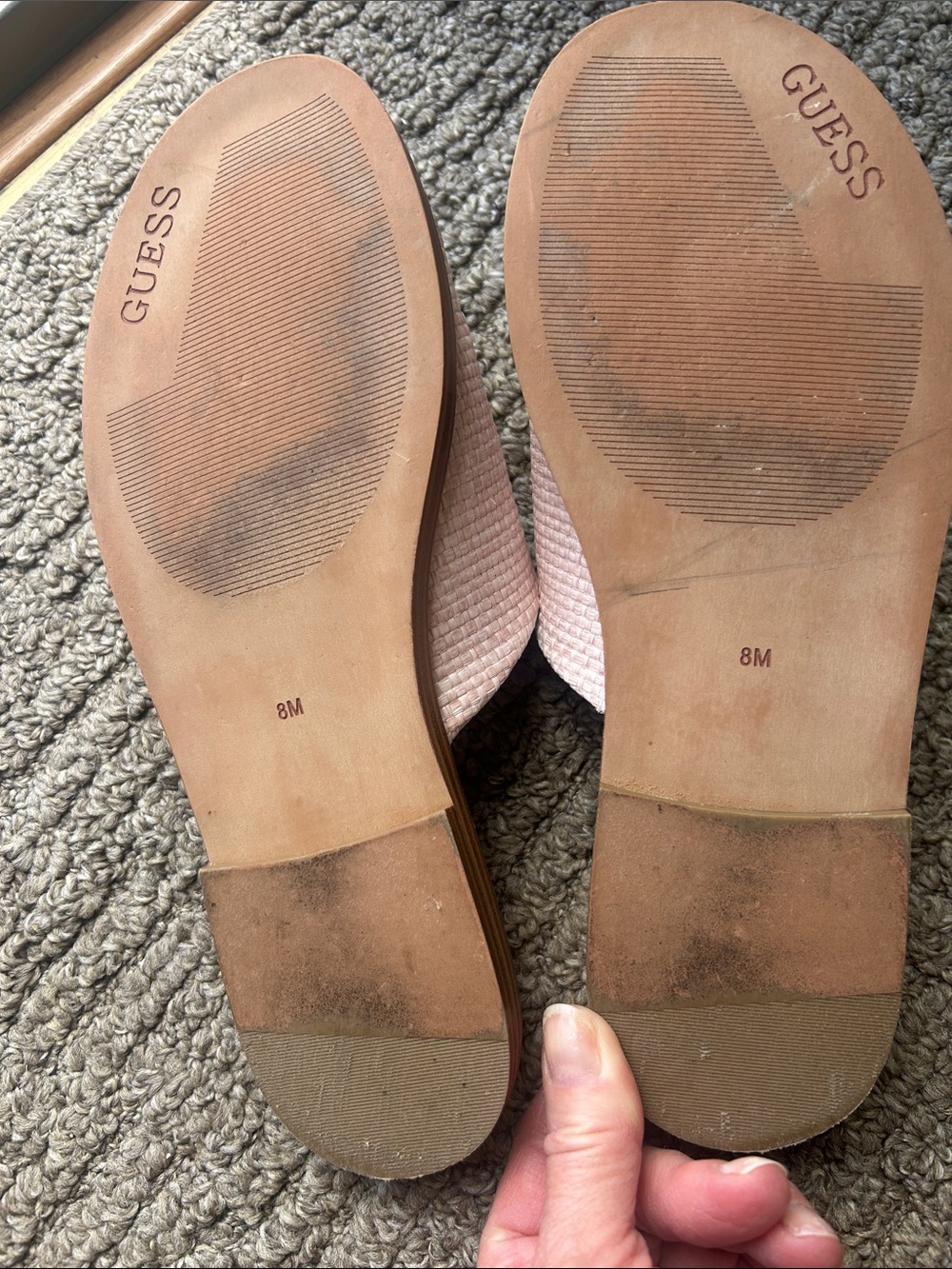 GUESS Blush Pink Slide Mules with Gold Logo Accent - Picture 3 of 4